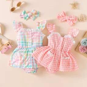 2-piece Baby Plaid Rompers