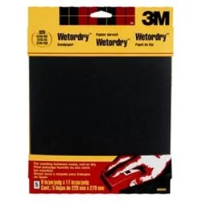 3M™ Wetordry™ Sanding Sheets 9086DC-NA, 9 in x 11 in, 320 grit, 5 sheets/pk, 10 pks/inner, 50 pks/cs