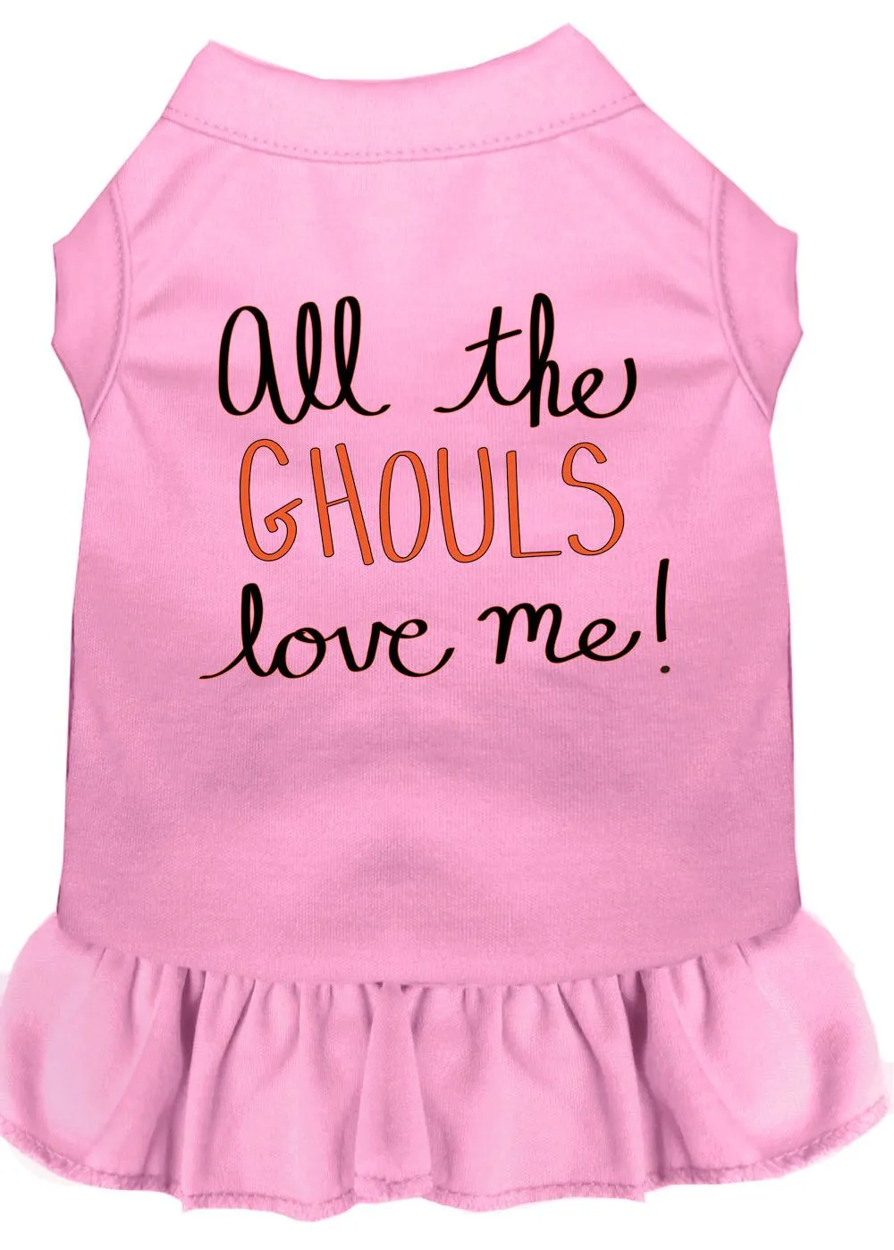 All The Ghouls Screen Print Dog Dress Light Pink Xxl (18)