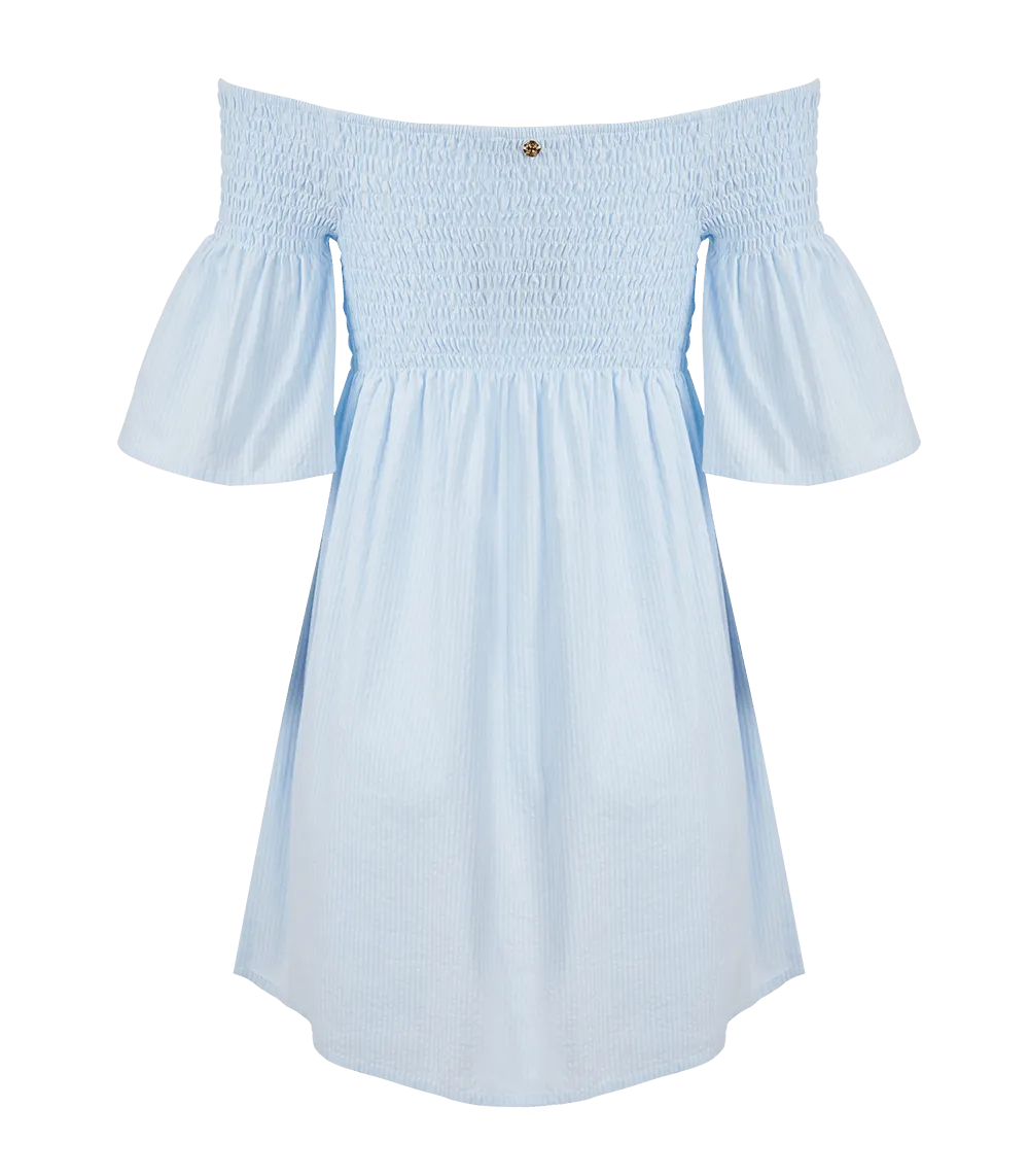 Arianna Smocked Bell Sleeve Mini Dress