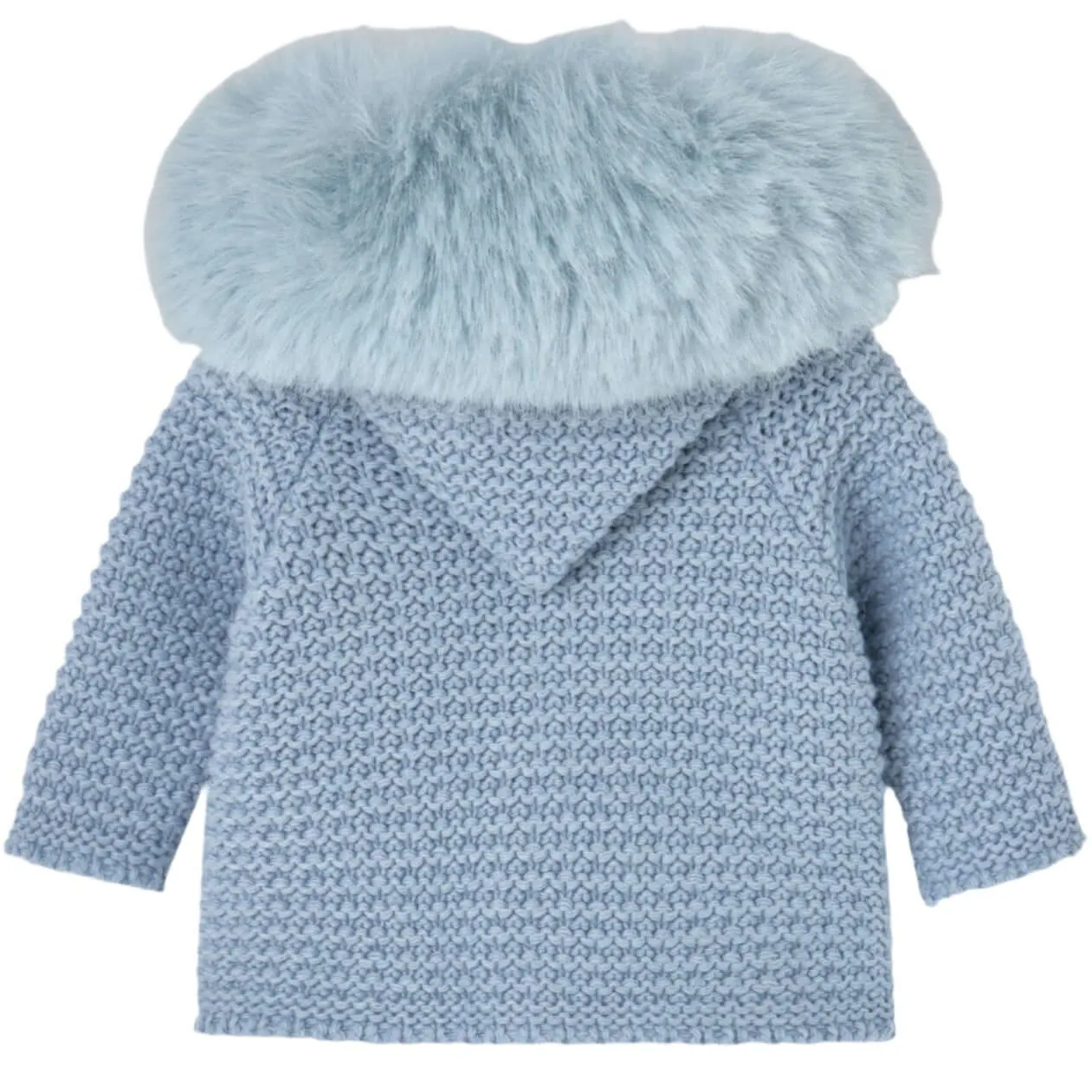 Baby Boys Blue Knitted Faux Fur Jacket