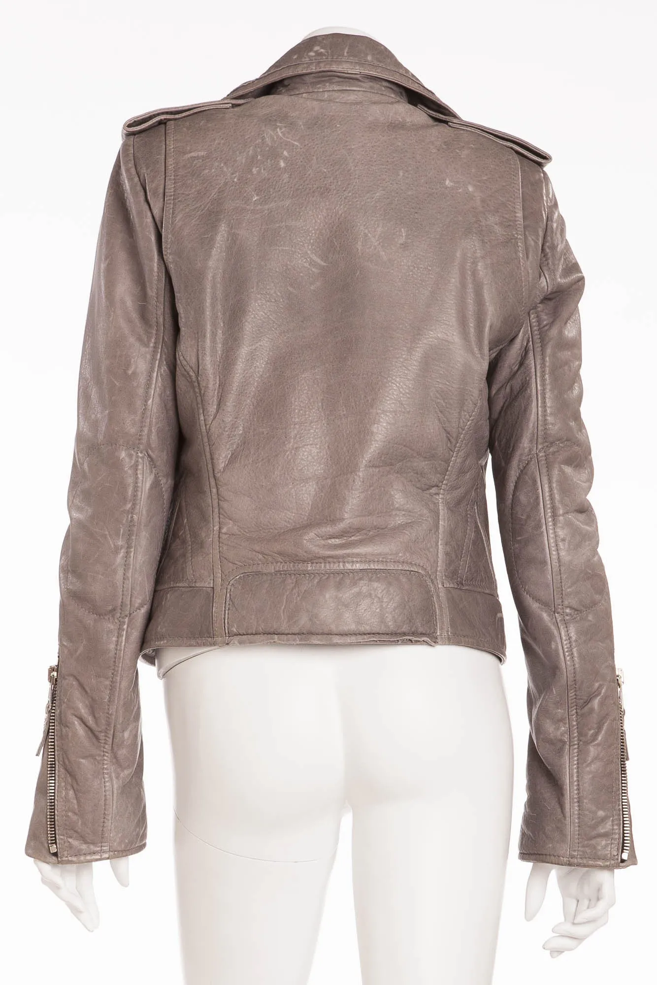 Balenciaga - New Light Gray Leather Motorcycle Jacket - FR 40