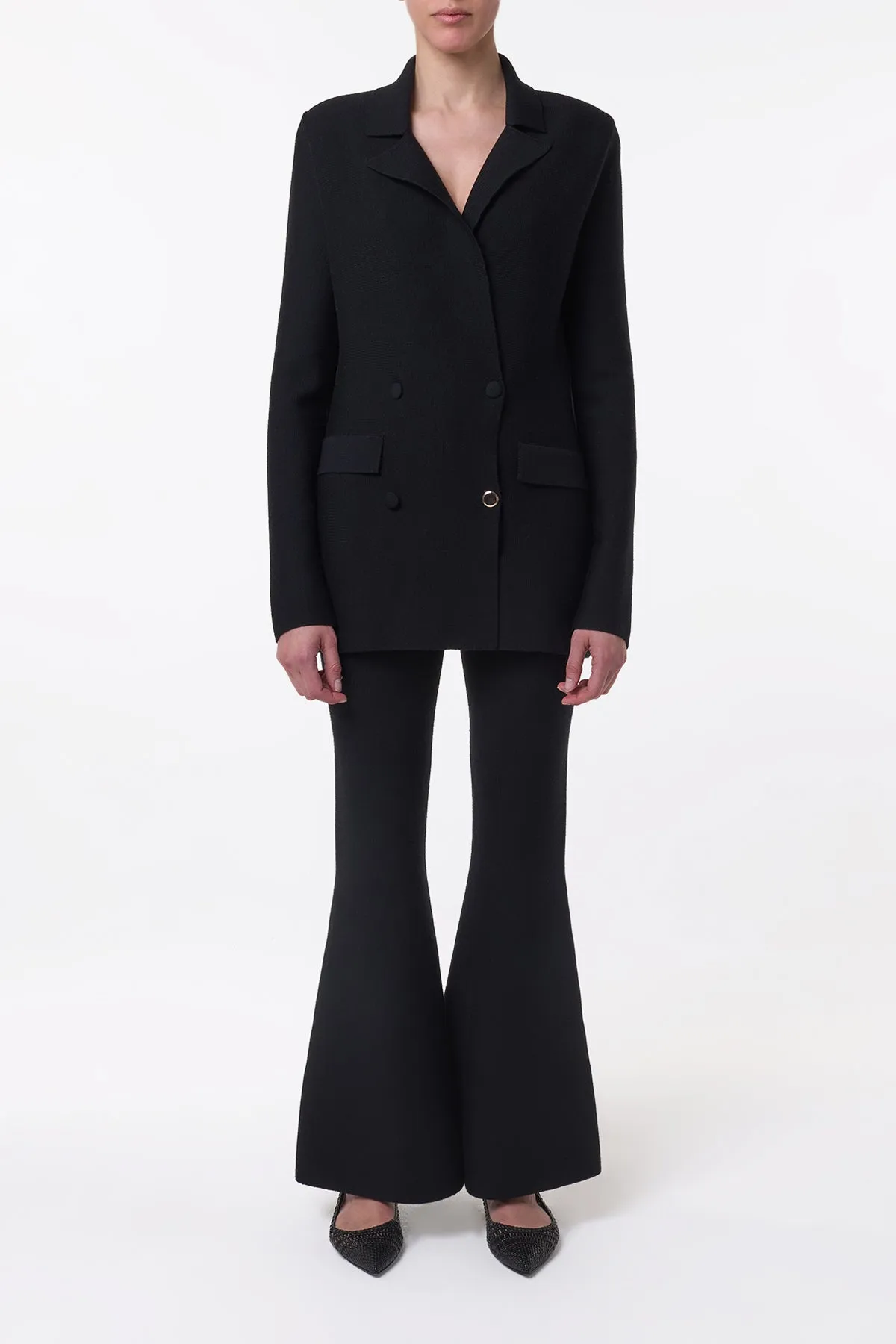 Bowen Knit Jacket in Black Merino Wool Cashmere