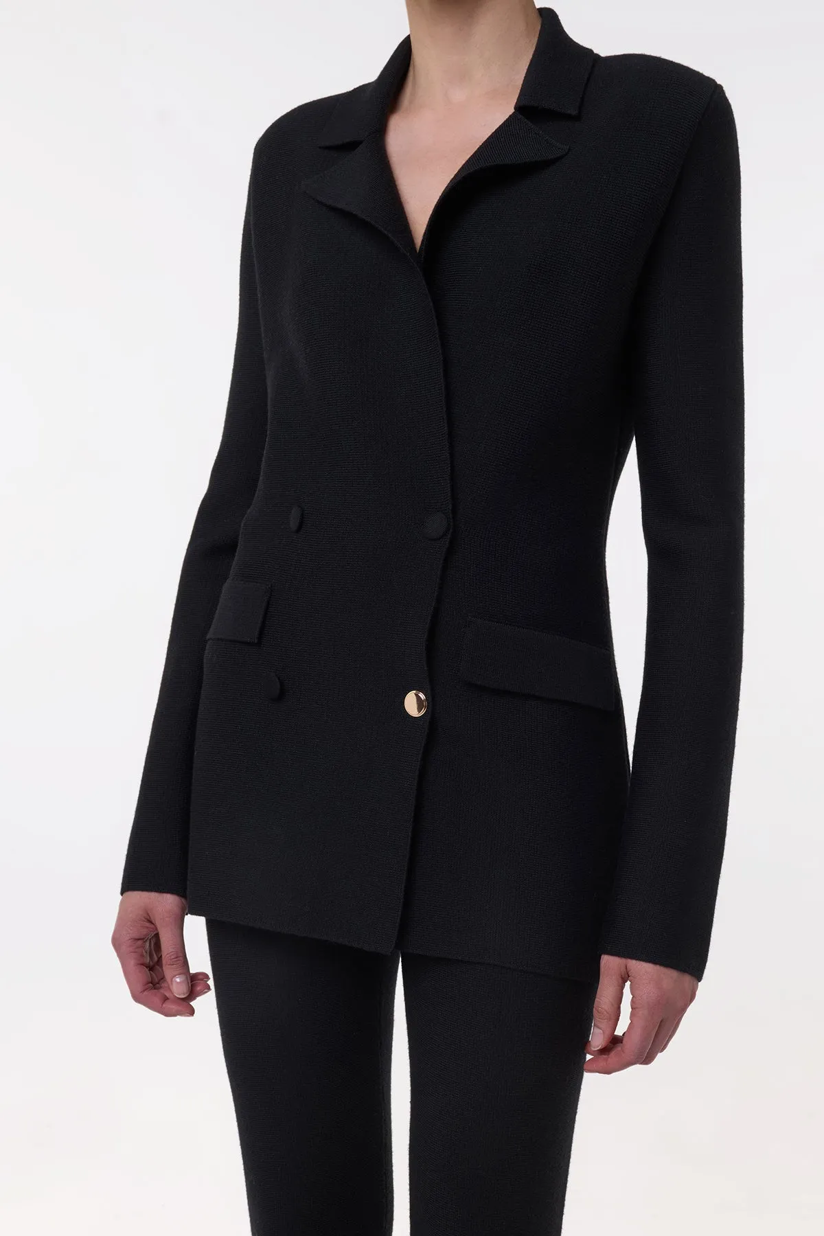 Bowen Knit Jacket in Black Merino Wool Cashmere