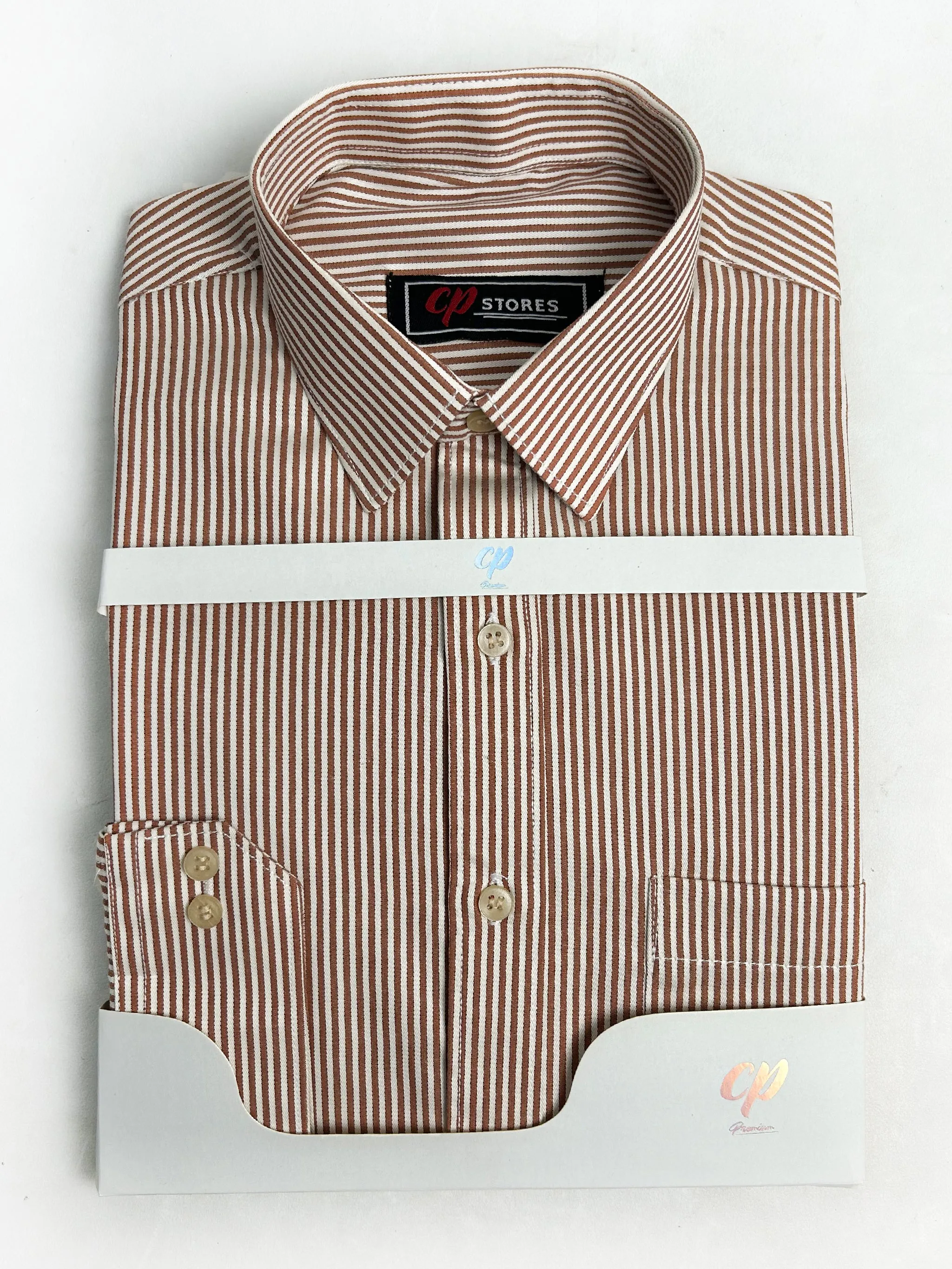 Brown Lines Formal Dress Shirt For Men AN MFS114