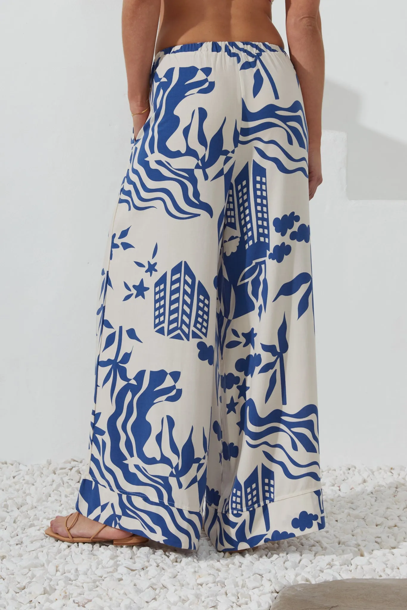 Cali Blue Abstract Wide Leg Pants