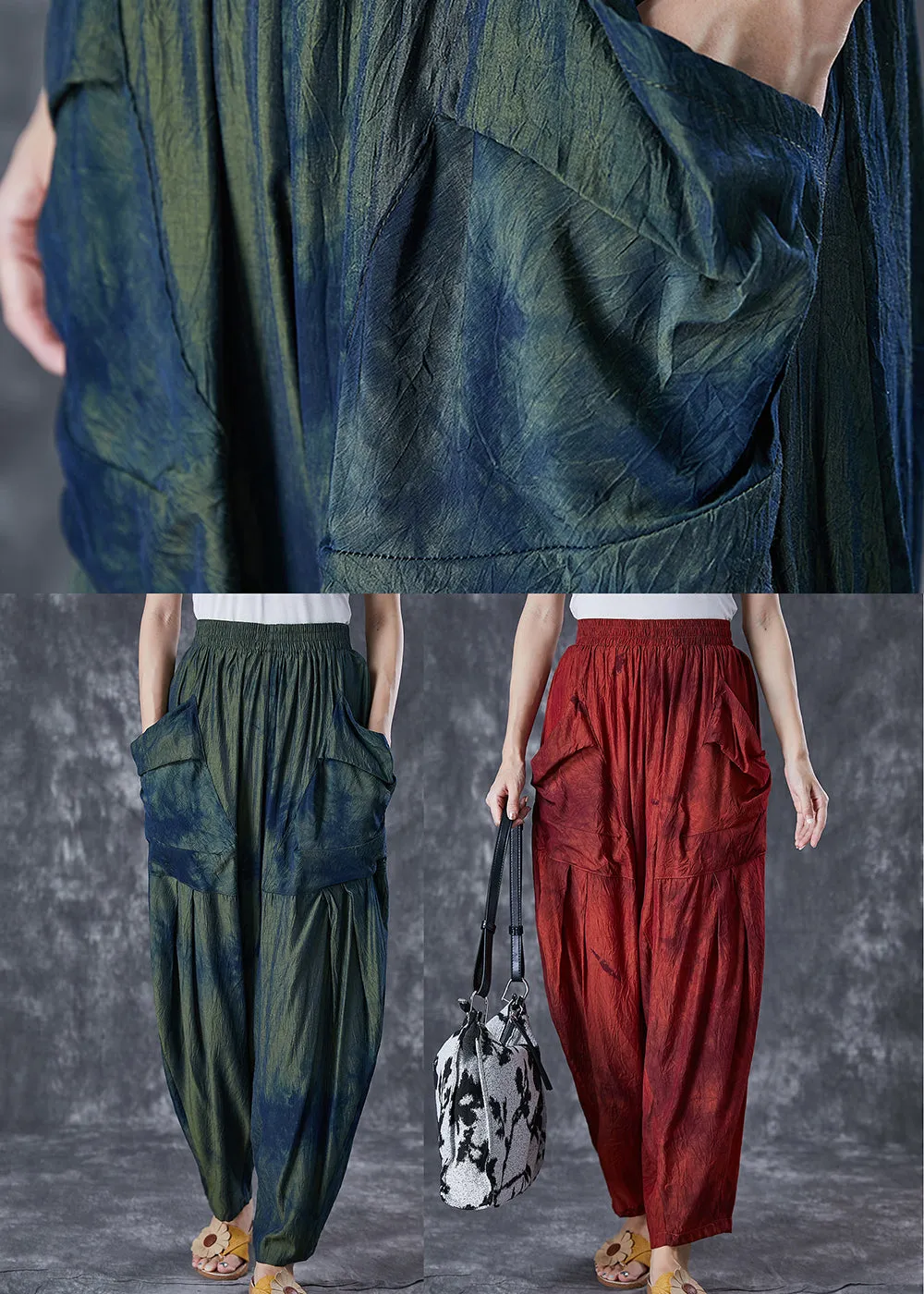 Chic Blackish Green Oversized Tie Dye Pants Summer LY7030