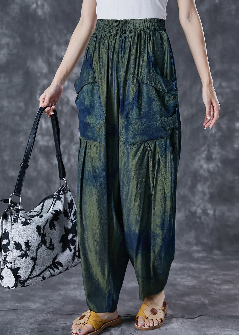 Chic Blackish Green Oversized Tie Dye Pants Summer LY7030