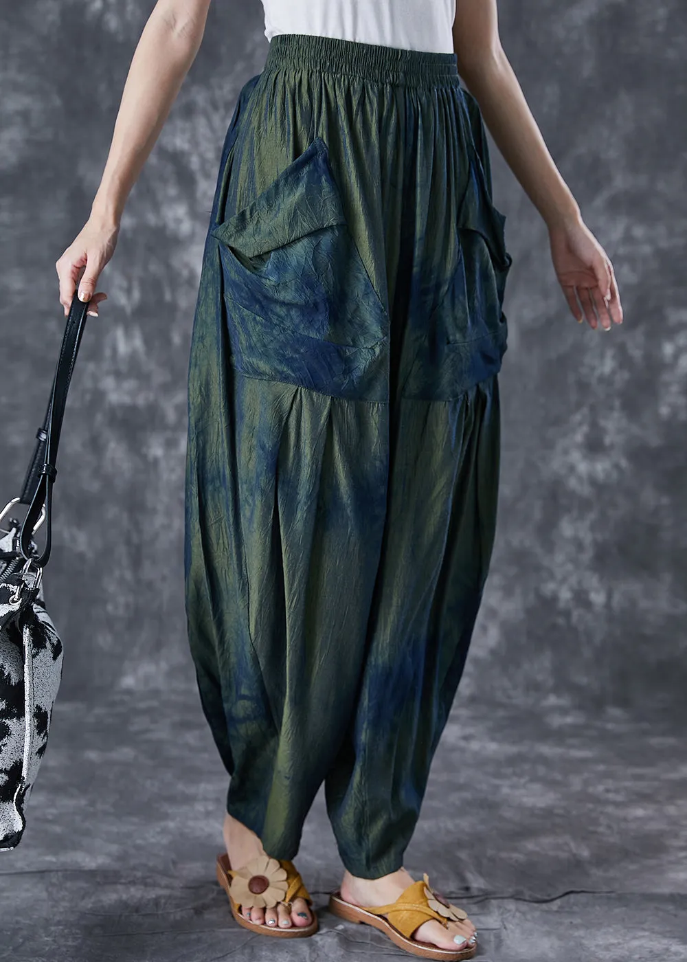 Chic Blackish Green Oversized Tie Dye Pants Summer LY7030