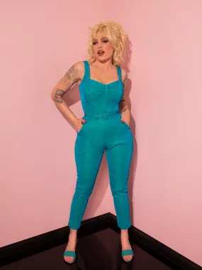 Cigarette Pants in Turquoise Lurex - Vixen by Micheline Pitt