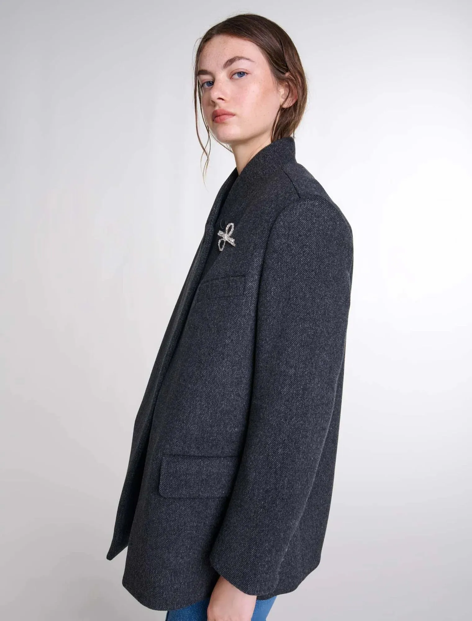 Cropped wool coat