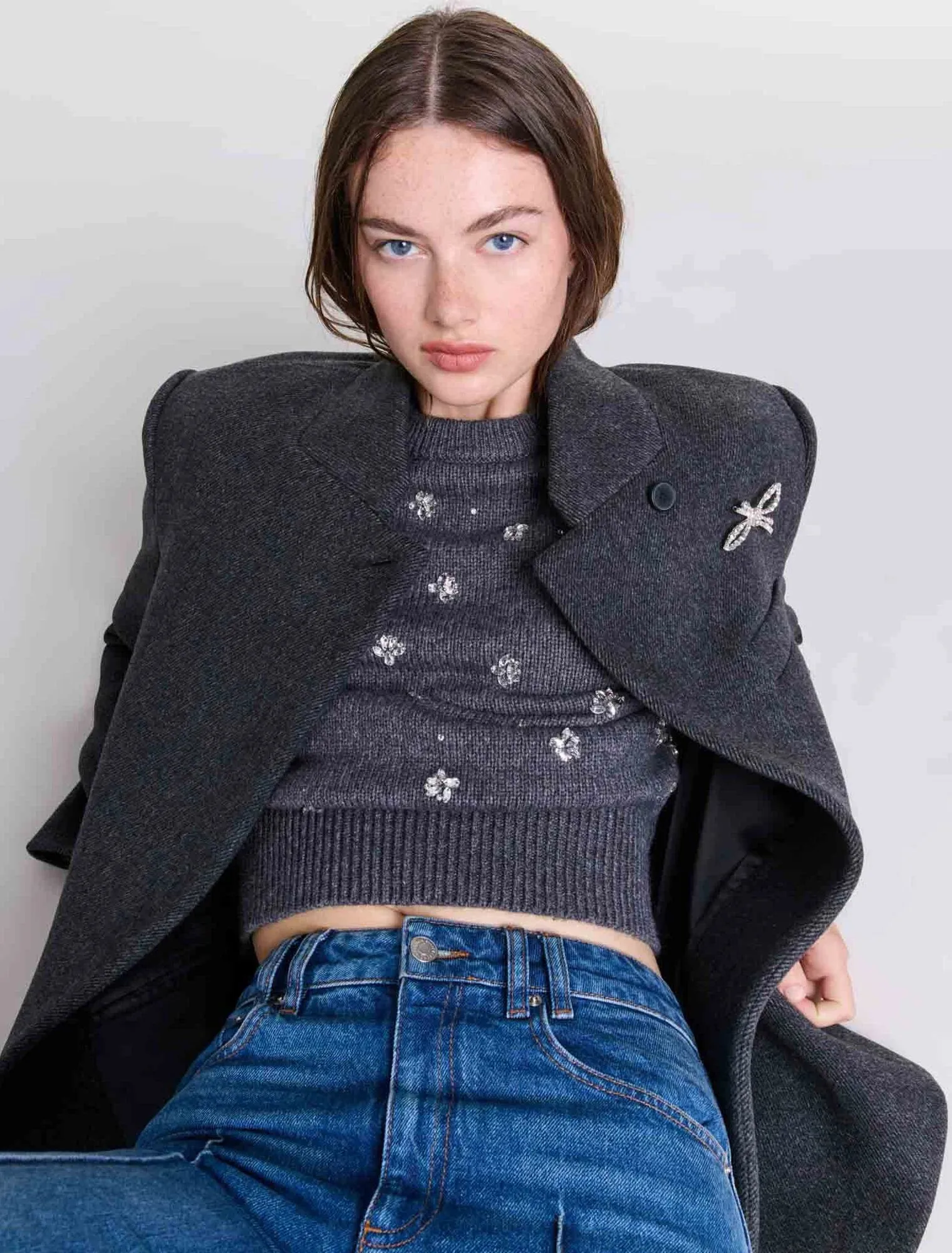 Cropped wool coat