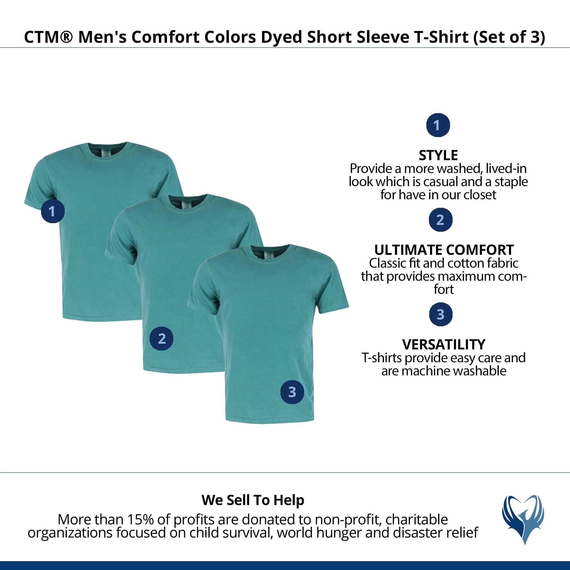 CTM® Men's Comfort Colors Dyed Short Sleeve T-Shirt (Set of 3)