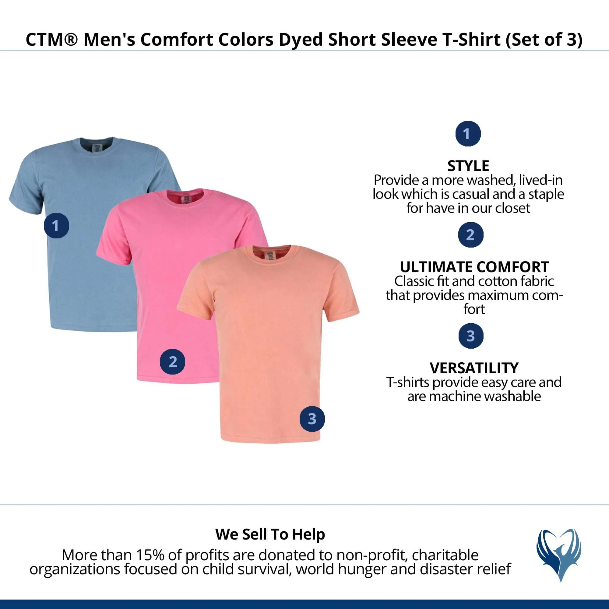 CTM® Men's Comfort Colors Dyed Short Sleeve T-Shirt (Set of 3)