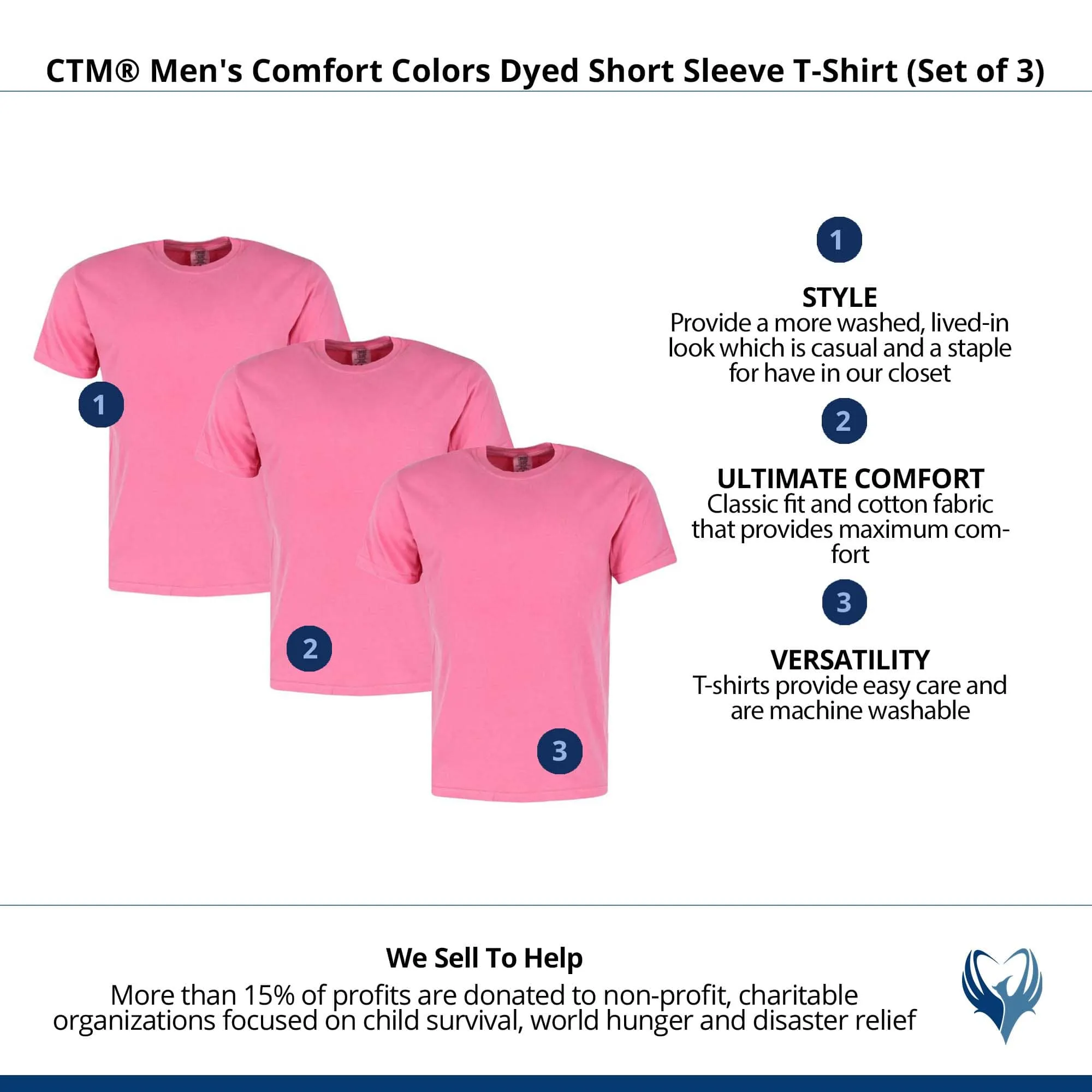 CTM® Men's Comfort Colors Dyed Short Sleeve T-Shirt (Set of 3)