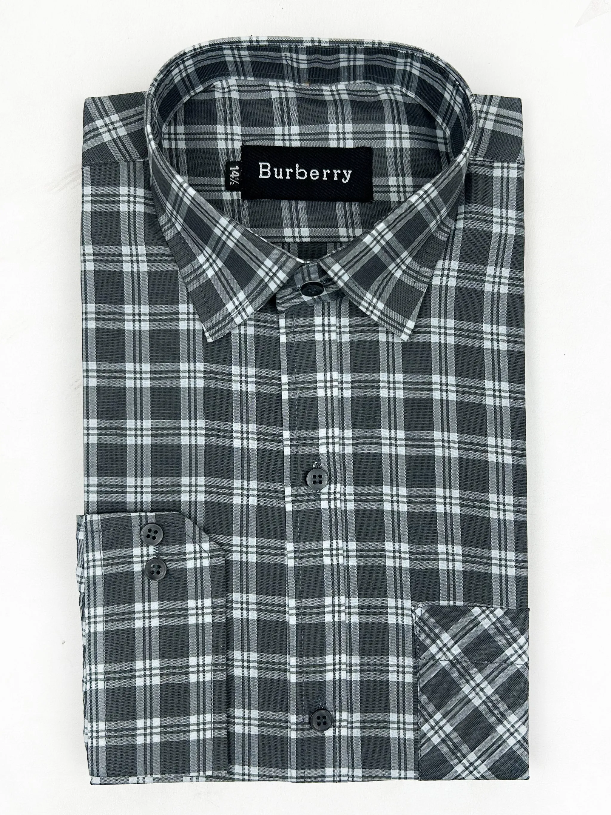 Dark Grey Checks Formal Dress Shirt For Men MFS137