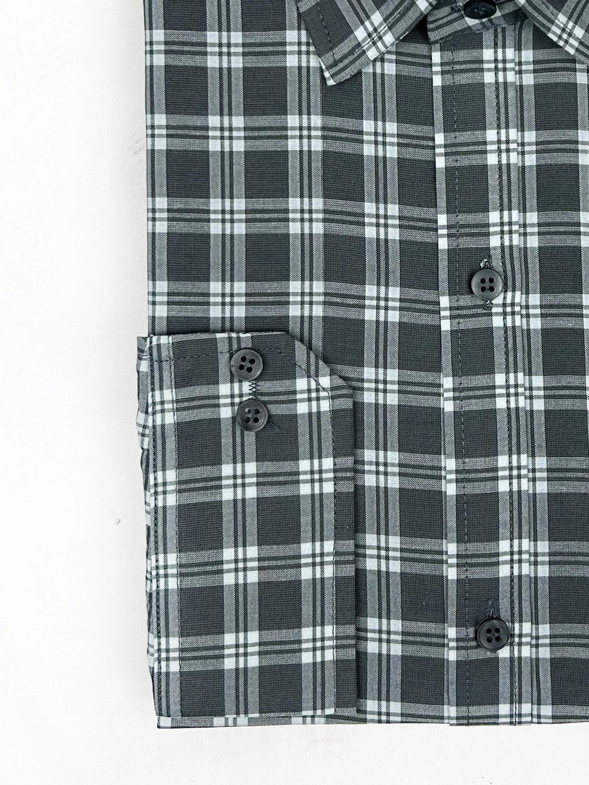 Dark Grey Checks Formal Dress Shirt For Men MFS137