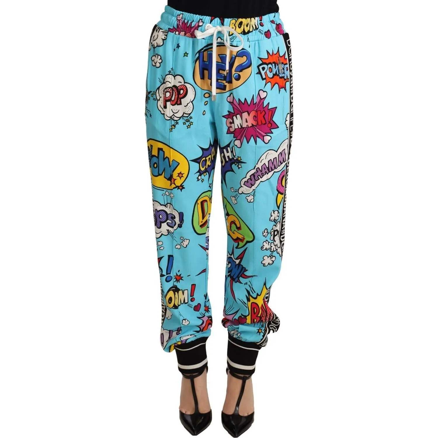 Dolce & Gabbana Chic Cartoon Print Knitted Jogger Pants