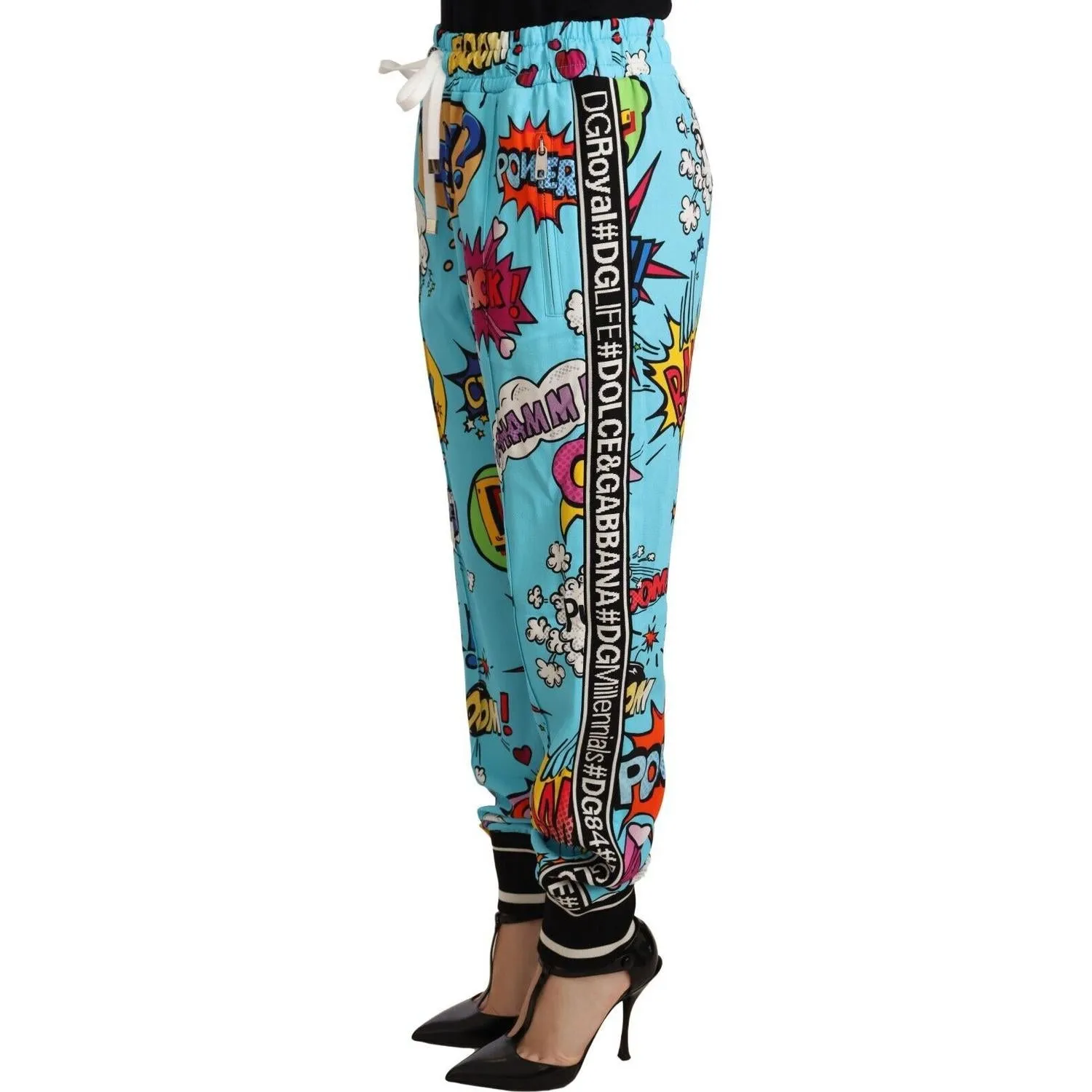 Dolce & Gabbana Chic Cartoon Print Knitted Jogger Pants