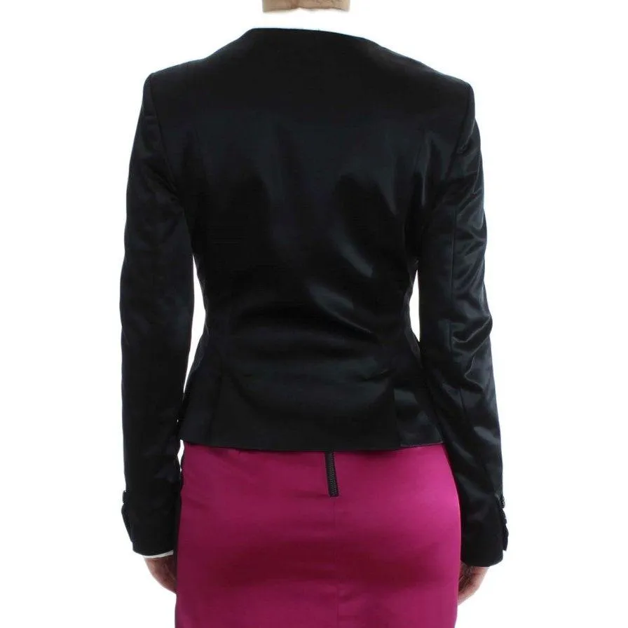 Exte Chic Black and Pink Single-Breasted Blazer