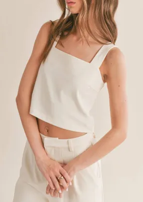 Follow ME Relaxed Open Back Crop Top - Off White / Marigold