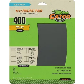 Gator 4472 Sanding Sheet, 9 in L, 11 in W, 400 Grit, Very Fine, Silicone Carbide Abrasive :PK  5: QUANTITY: 1