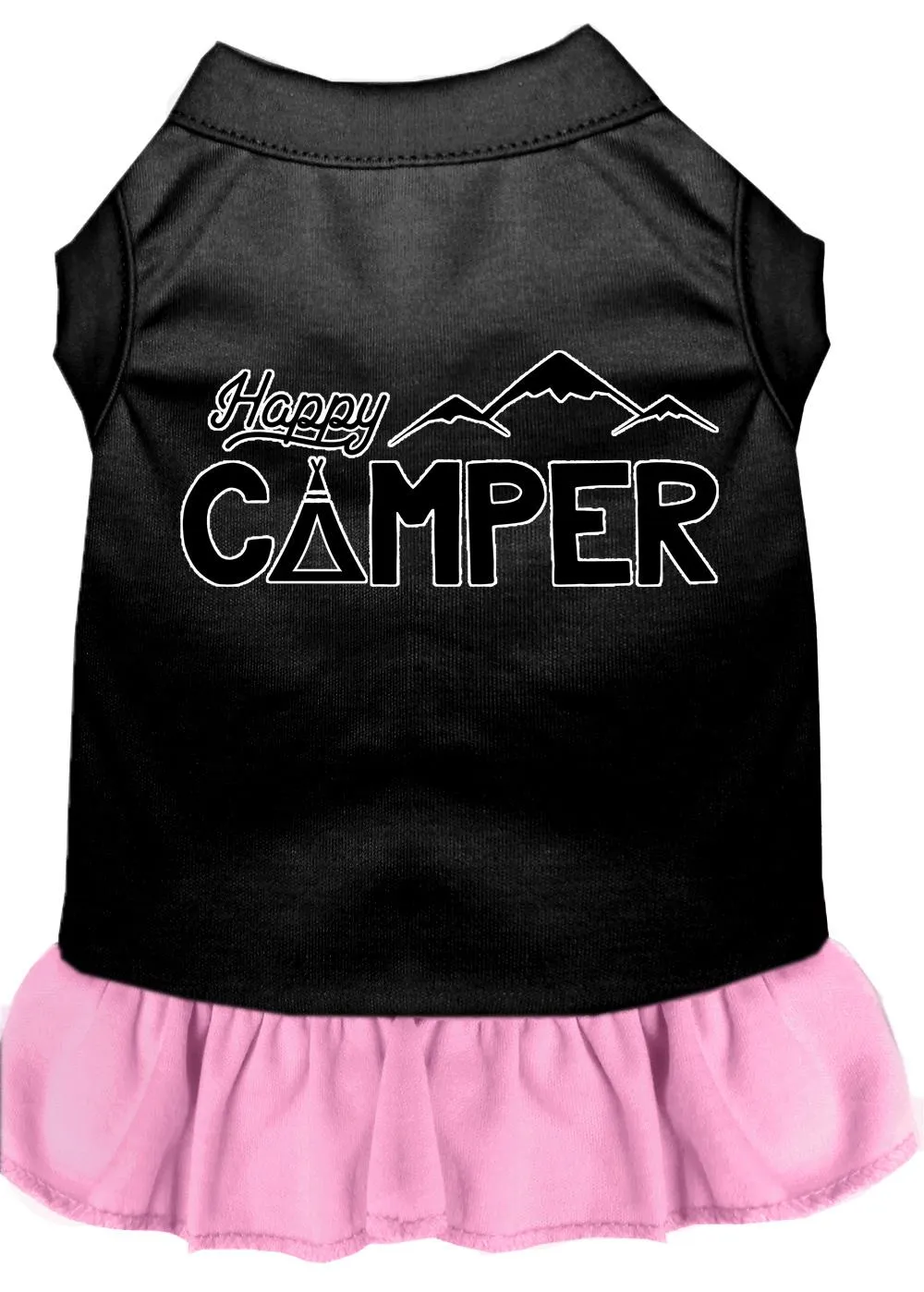 Happy Camper Screen Print Dog Dress Black With Light Pink Xl (16)