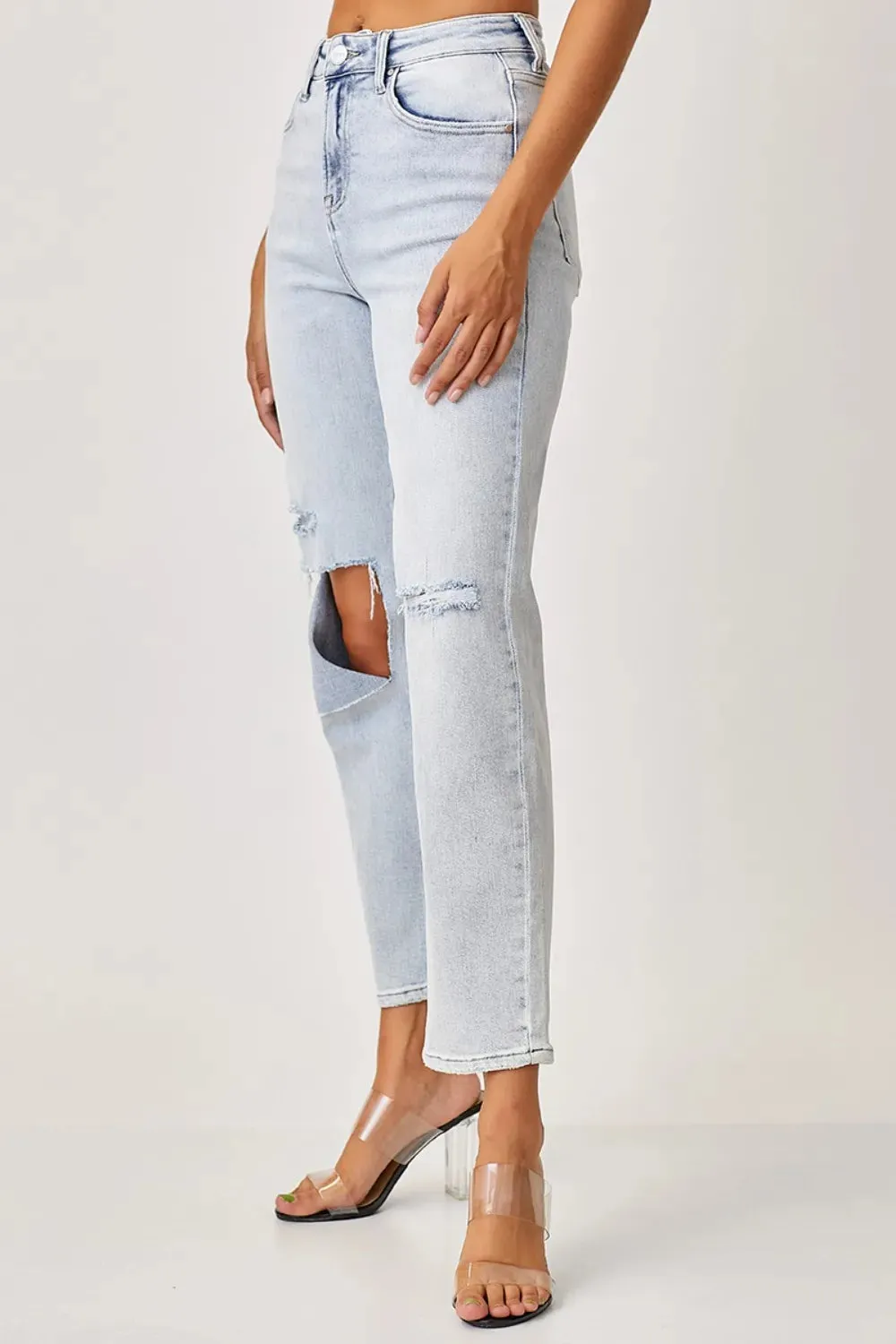 High Rise Distressed Relaxed Jeans