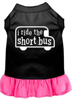 I Ride The Short Bus Screen Print Dress Black With Bright Pink Xs (8)