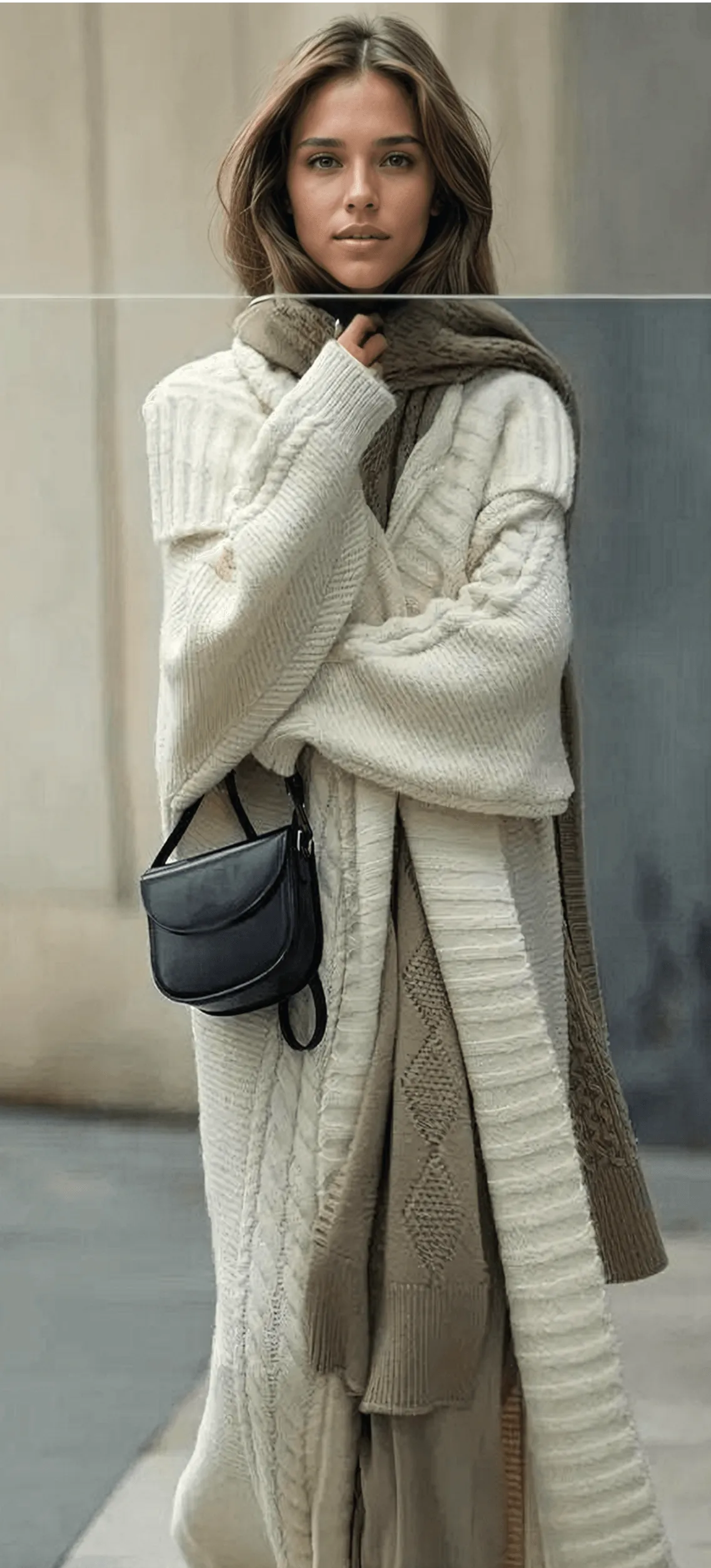 Knitted Long Cardigan Lapel Sweater Coat