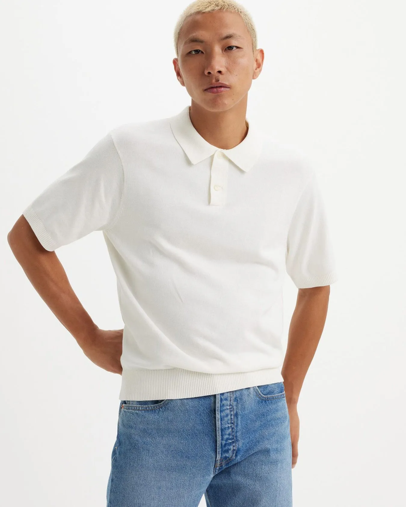 Levi's® Sweater Knit Polo Shirt - Egret