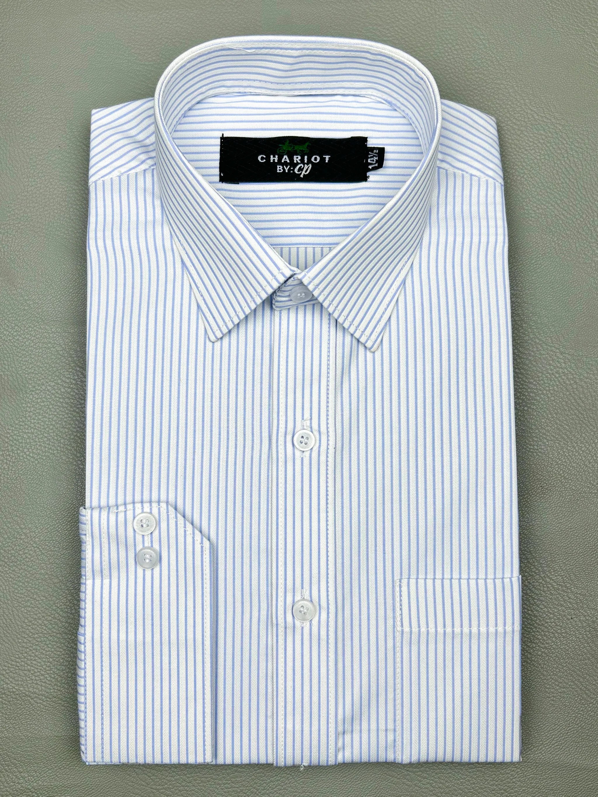 Light Blue Lines Formal Dress Shirt For Men MFS150