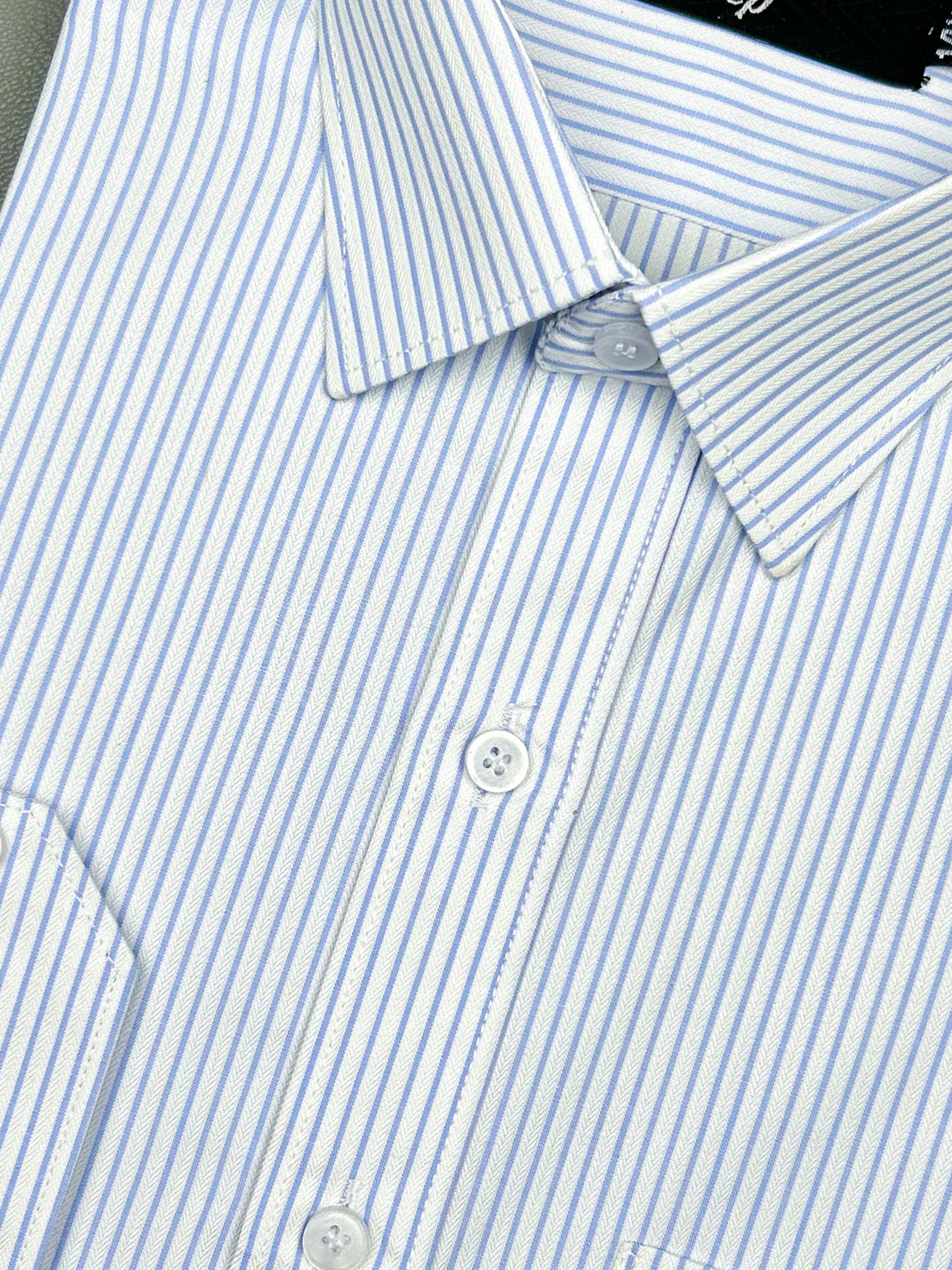 Light Blue Lines Formal Dress Shirt For Men MFS150