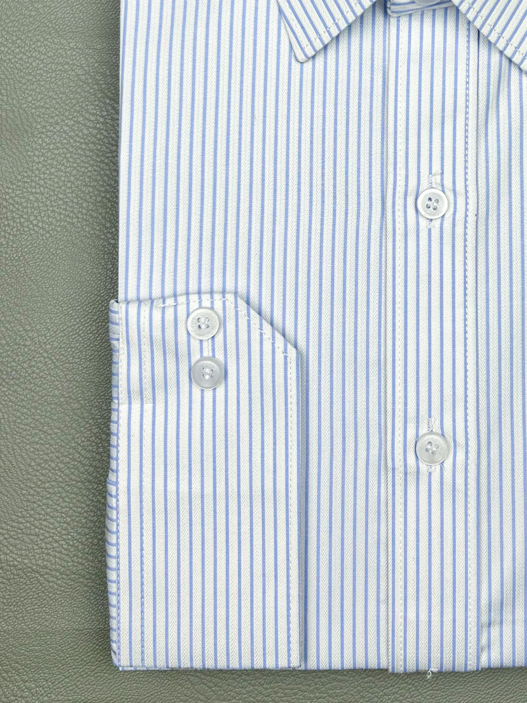 Light Blue Lines Formal Dress Shirt For Men MFS150