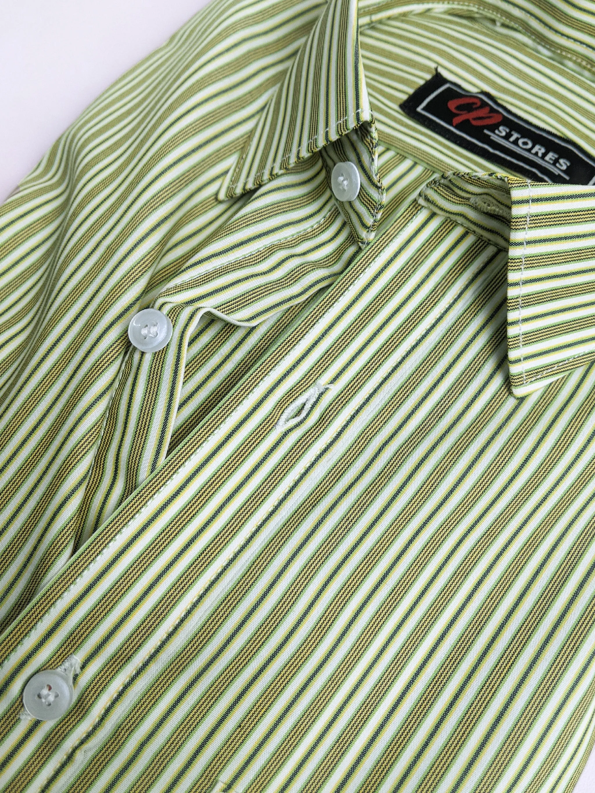 Light Green Lines Formal Dress Shirt For Men AN MFS106