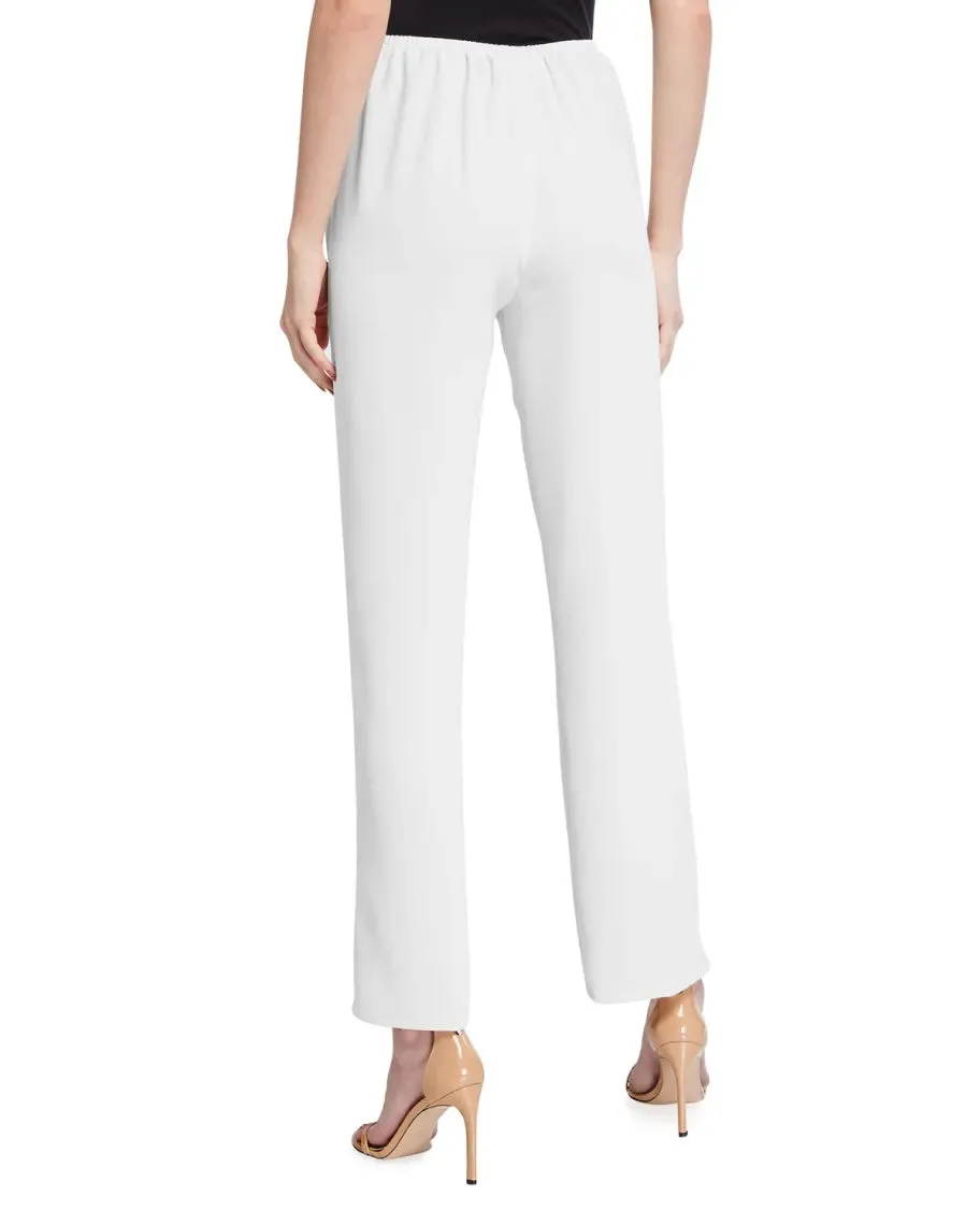 Matte Crepe Straight Leg Pant - White