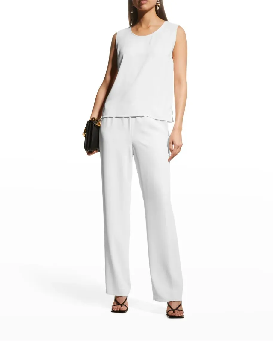 Matte Crepe Straight Leg Pant - White