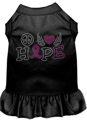 Peace Love Hope Breast Cancer Rhinestone Pet Dress Black Xs (8)