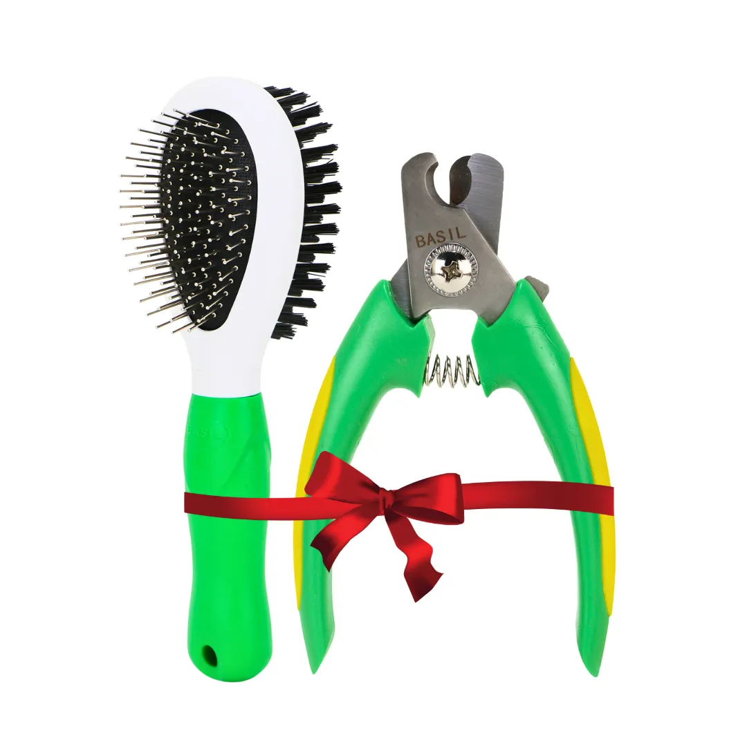 Pet Grooming Combo, 2 in 1 Pin & Brush Comb with Nail Cutter for Dogs & Cats | Complete Home Grooming Essentials