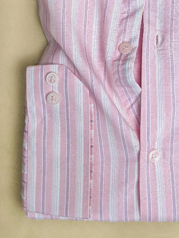 Pink Lines Formal Dress Shirt For Men ZH MFS69