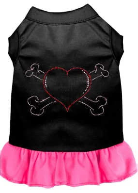 Rhinestone Heart And Crossbones Dress Black With Bright Pink Sm (10)