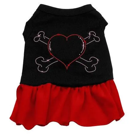 Rhinestone Heart and crossbones Dress Black with Red XXL (18)