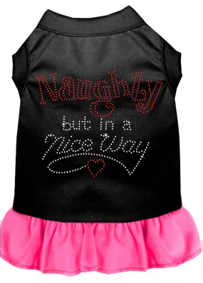 Rhinestone Naughty But In A Nice Way Dress Black With Bright Pink Xs (8)