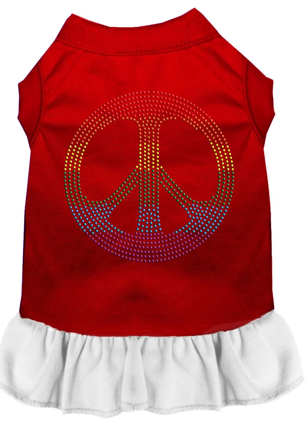 Rhinestone Rainbow Peace Dress Red With White Med (12)