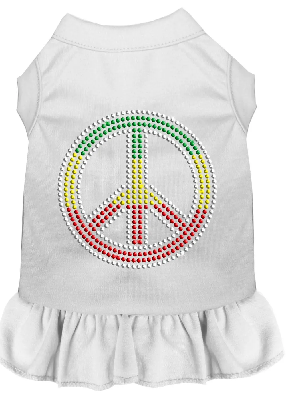 Rhinestone Rasta Peace Dress White Xl (16)