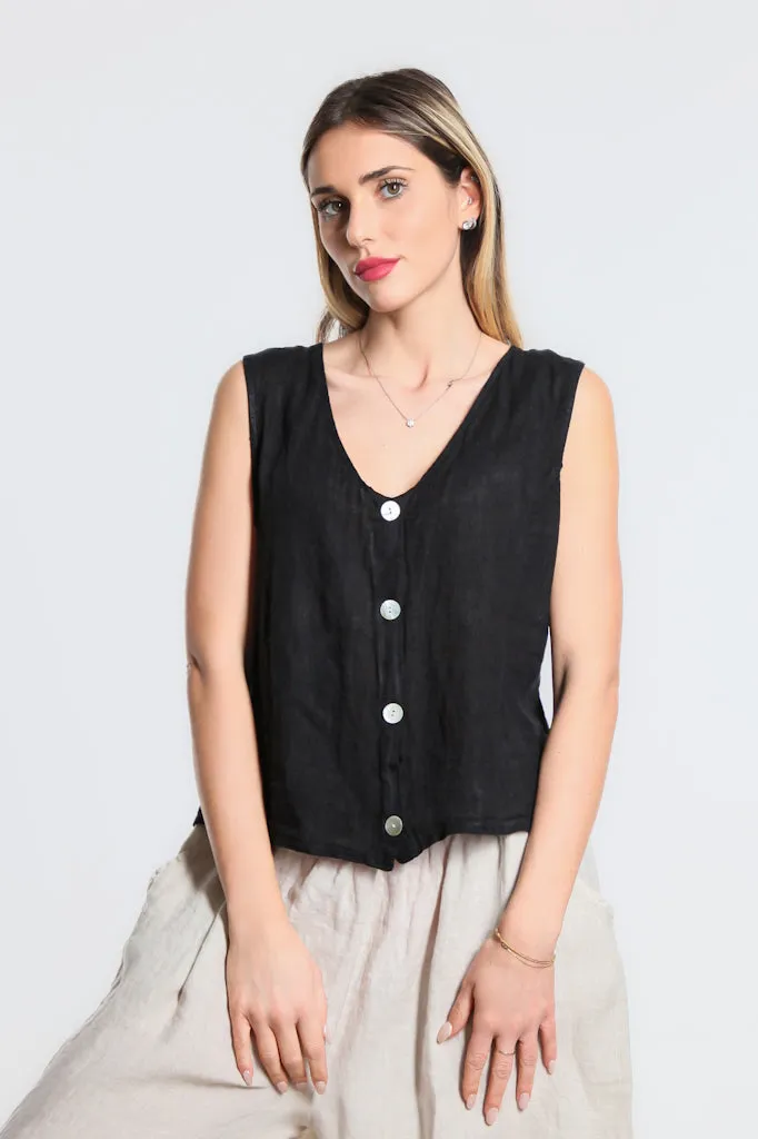 Robin Linen Button Vest (BT127)