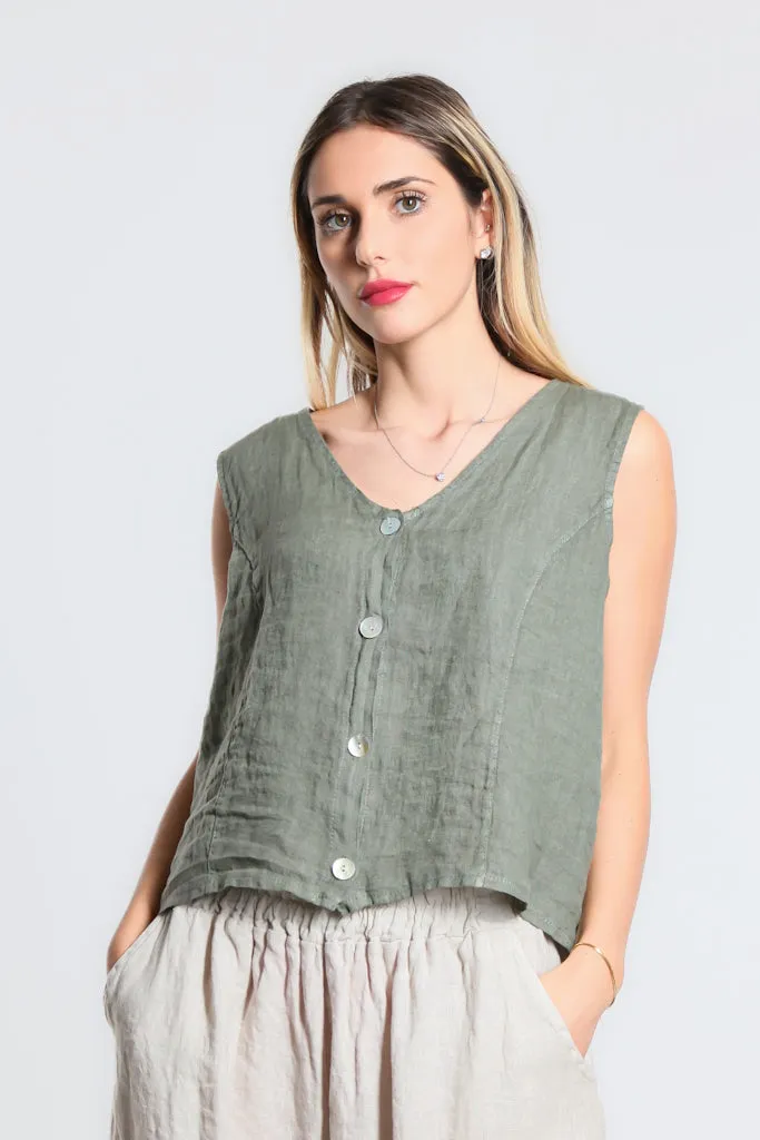 Robin Linen Button Vest (BT127)