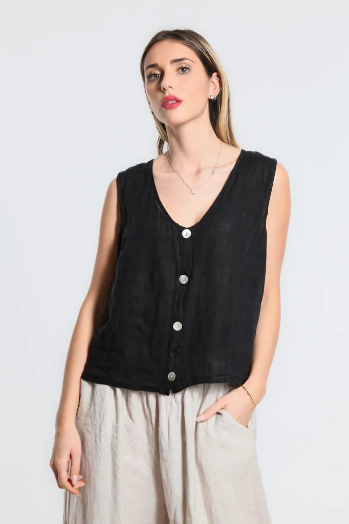 Robin Linen Button Vest (BT127)