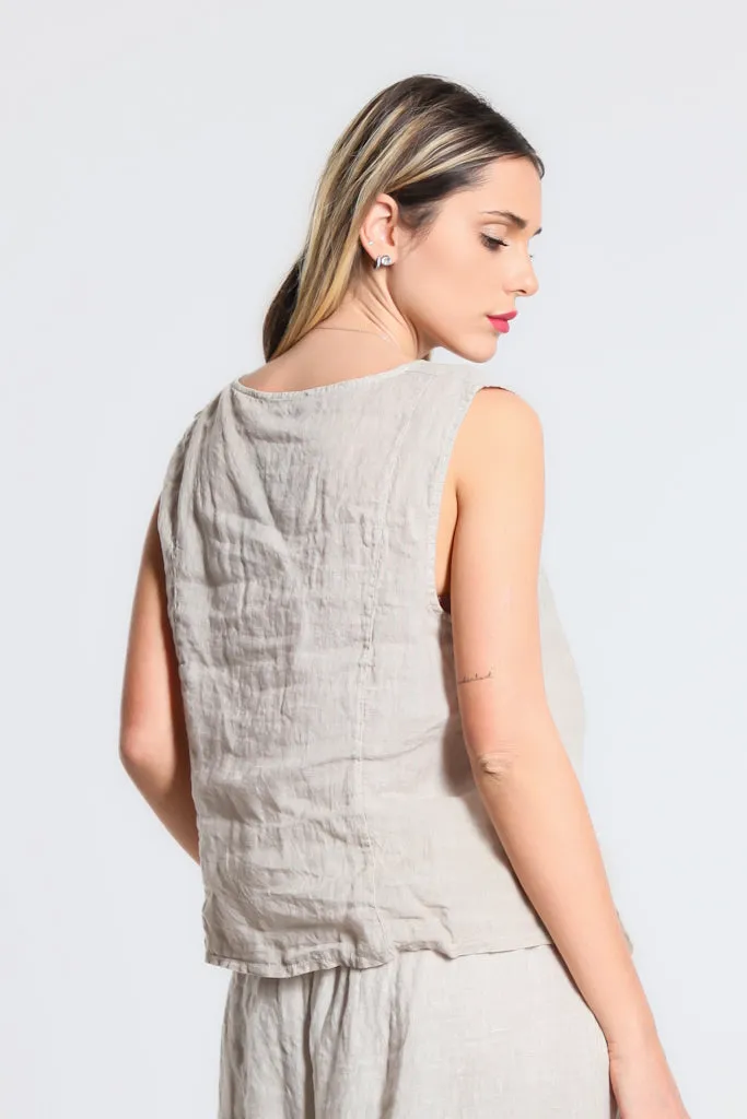 Robin Linen Button Vest (BT127)