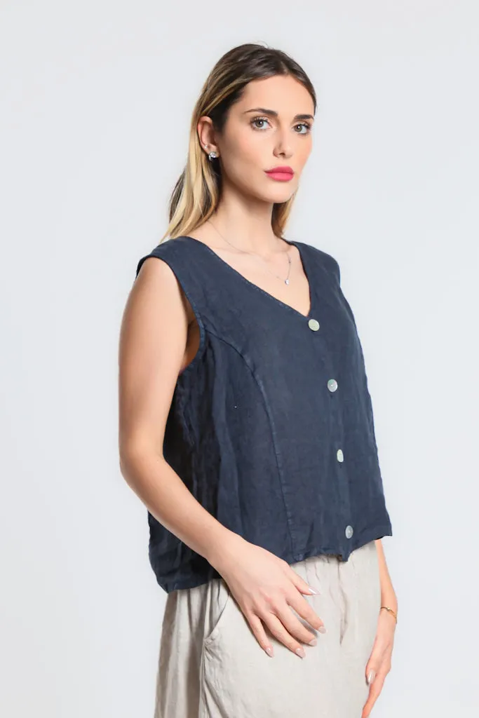 Robin Linen Button Vest (BT127)